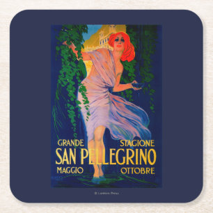 Posavasos Cuadrado De Papel Vintage PosterEurope de San Pellegrino