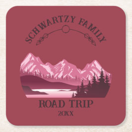 Posavasos Cuadrado De Papel Vintage Red Mountain Lake Sunset