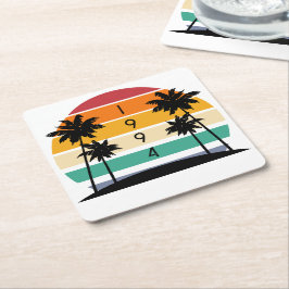 Posavasos Cuadrado De Papel Vintage retro Stripe Sunset de 1994