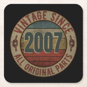 POSAVASOS CUADRADO DE PAPEL VINTAGE SINCE 2007 ALL ORIGINAL PARTS.