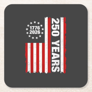 Posavasos Cuadrado De Papel Vintage USA Semiquincentenario 250 Aniversario