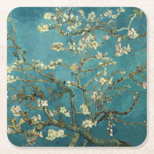 Posavasos Cuadrado De Papel Vintage Van Gogh Almond Blossom