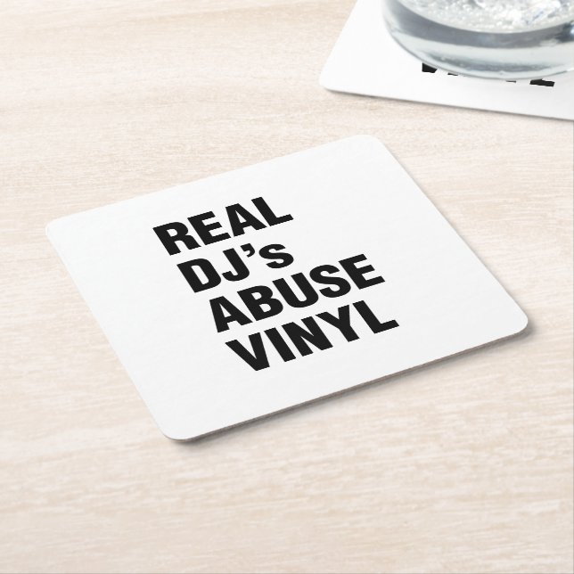 POSAVASOS CUADRADO DE PAPEL VINYL DE ABUSO DE DJ REAL (En perspectiva)