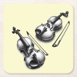 Posavasos Cuadrado De Papel Violines