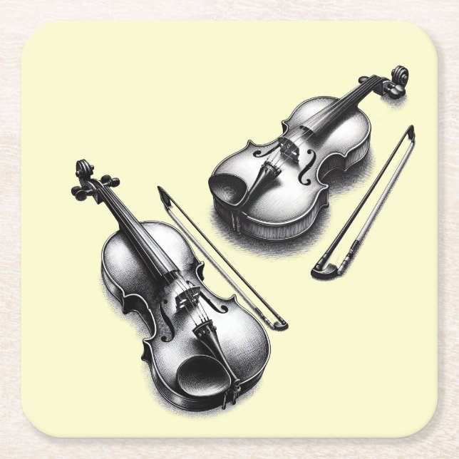Posavasos Cuadrado De Papel Violines (Anverso)