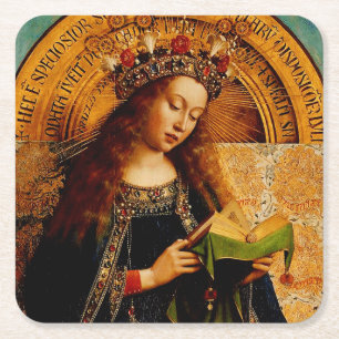 Posavasos Cuadrado De Papel Virgin Mary por Jan van Eyck