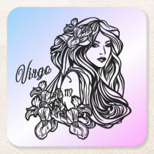 Posavasos Cuadrado De Papel Virgo El Púrpura Virgen Zodiaco