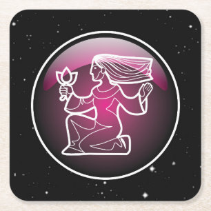 Posavasos Cuadrado De Papel Virgo zodiaco púrpura