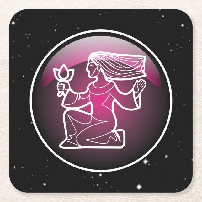 Posavasos Cuadrado De Papel Virgo zodiaco púrpura (Anverso)