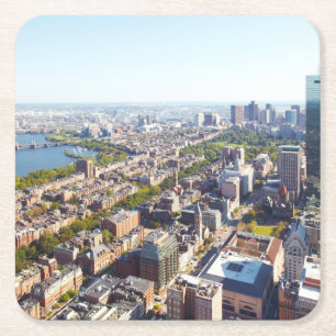 Posavasos Cuadrado De Papel Vista aérea de Boston