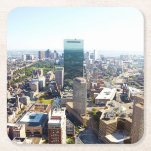 Posavasos Cuadrado De Papel Vista aérea de Boston 2