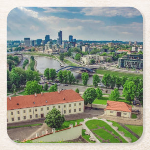 Posavasos Cuadrado De Papel Vista aérea de Vilnius, Lituania