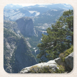 Posavasos Cuadrado De Papel Vista de Yosemite Mountain en el Parque Nacional Y