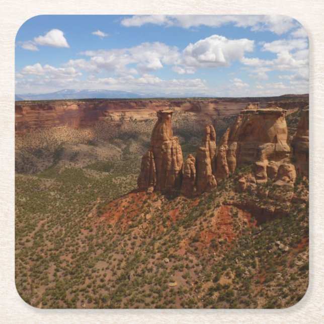 Posavasos Cuadrado De Papel Vista del Camino de Canyon Rim en el Monumento Col (Anverso)