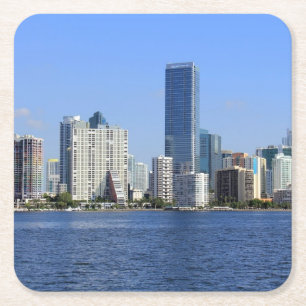 Posavasos Cuadrado De Papel Vista del horizonte de Miami