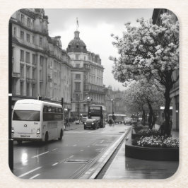 Posavasos Cuadrado De Papel Vista elegante de la calle
