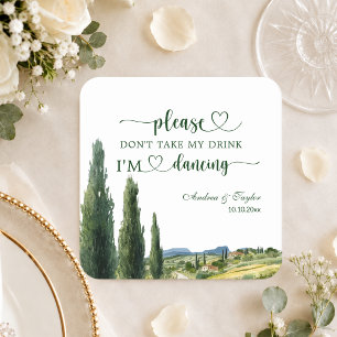 Posavasos Cuadrado De Papel Vista italiana No me quites mi bebida Boda