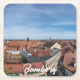Posavasos Cuadrado De Papel Vista panorámica del casco antiguo desde arriba en