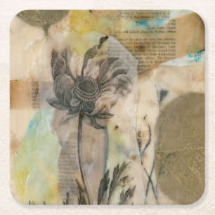 Posavasos Cuadrado De Papel Vitela II floral