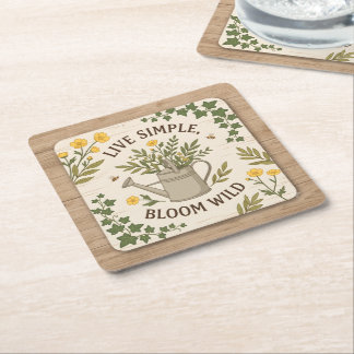 Posavasos Cuadrado De Papel Vive Simple, Florece Salvaje