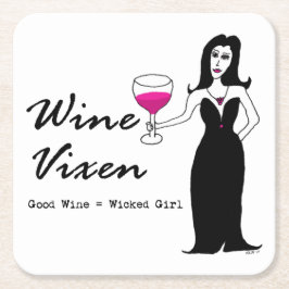 Posavasos Cuadrado De Papel Vixen "buen vino del vino = chica travieso "