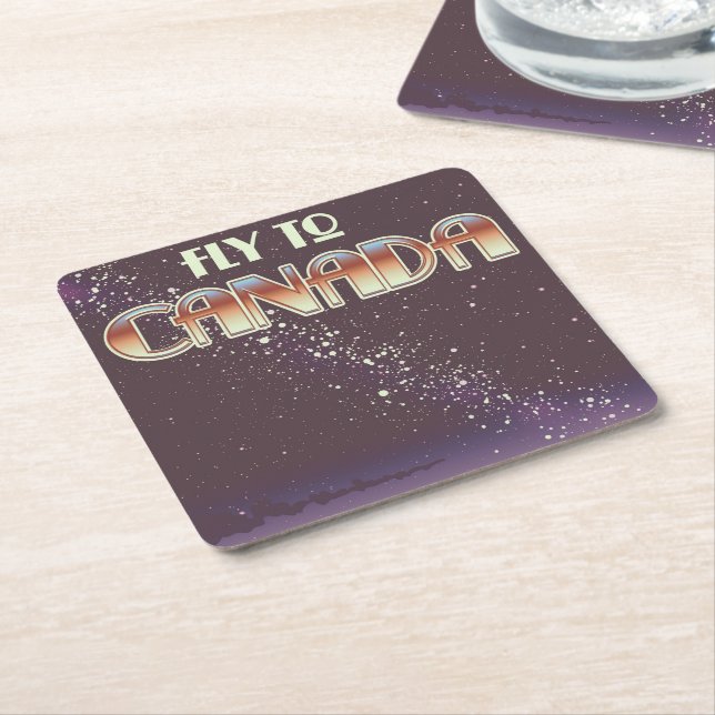 Posavasos Cuadrado De Papel Volar A Canadá (En perspectiva)