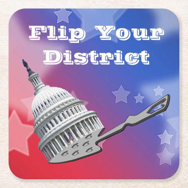 Posavasos Cuadrado De Papel Votar por su distrito 2026 (Anverso)