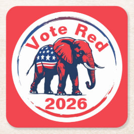 Posavasos Cuadrado De Papel Voto rojo 2026