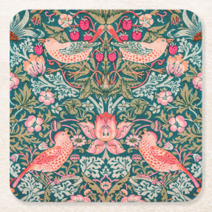 Posavasos Cuadrado De Papel W Morris Pink Strawberry Thief