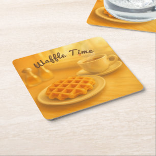 Posavasos Cuadrado De Papel Waffle Time - Acogedores momentos de desayuno belg
