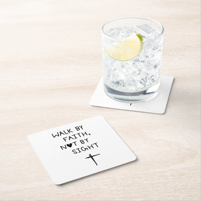 Posavasos Cuadrado De Papel Walk by faith not by sight  (In situ)