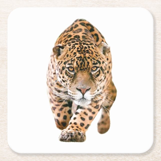 Posavasos Cuadrado De Papel Walking Jaguar Eyes (Anverso)