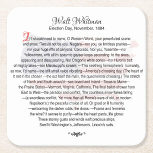 Posavasos Cuadrado De Papel Walt Whitman poesía elegante