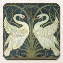 Posavasos Cuadrado De Papel Walter Crane Swan & Rush e Iris victoriano