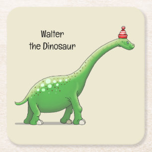 Posavasos Cuadrado De Papel Walter el Dinosaurio