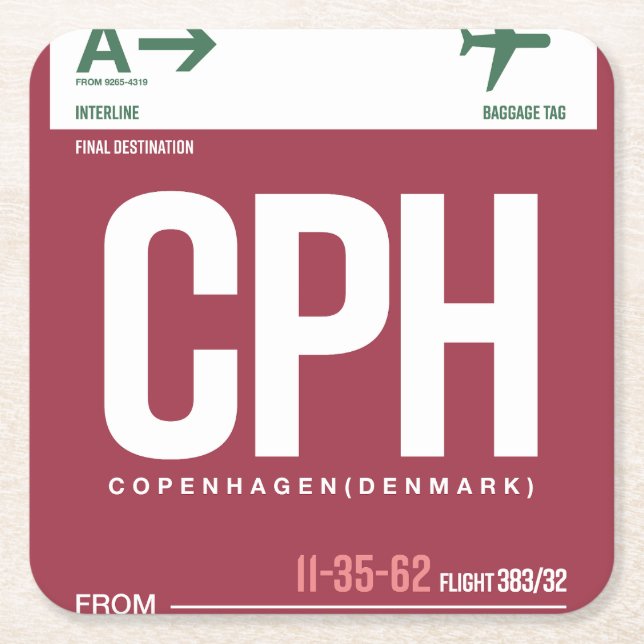 Posavasos Cuadrado De Papel WanderTag Copos de papel (Anverso)