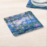 Posavasos Cuadrado De Papel Water Lilies, 1919, de Monet<br><div class="desc">Water Lilies,  famoso cuadro de Claude Monet de 1919,  con colores sólidos coordinados de color rosado-violeta y azul Monet,  listos para mezclarse y coincidir.</div>