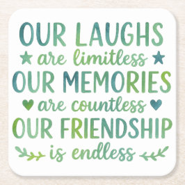 Posavasos Cuadrado De Papel Watercolor Friendship Quote