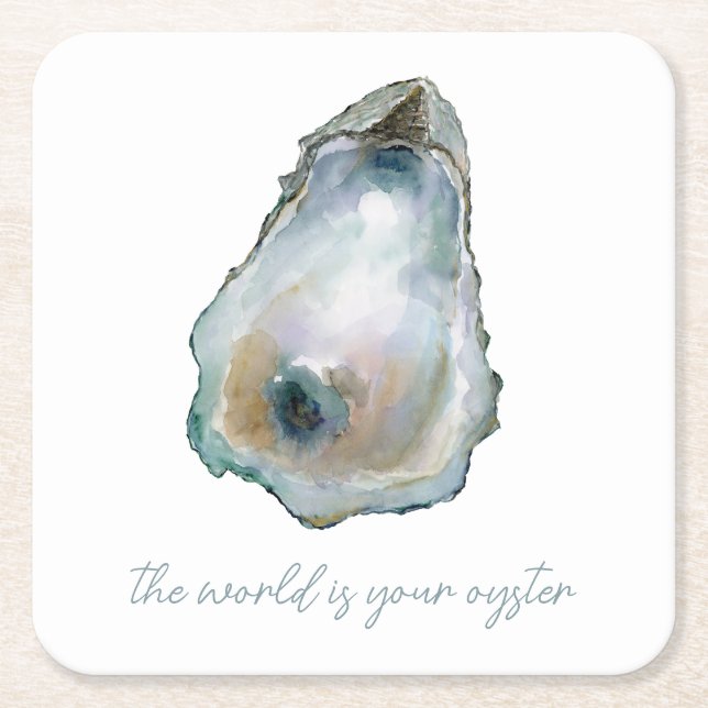Posavasos Cuadrado De Papel Watercolor Oyster (Anverso)