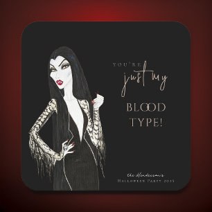 Posavasos Cuadrado De Papel Watercolor Vampiress Fancy Halloween Black