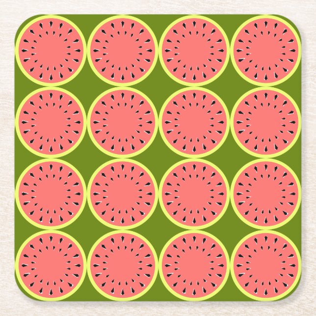 Posavasos Cuadrado De Papel Watermelon Pink Multi (Anverso)