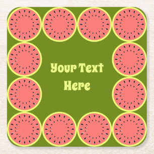 Posavasos Cuadrado De Papel Watermelon Pink Multi Textos