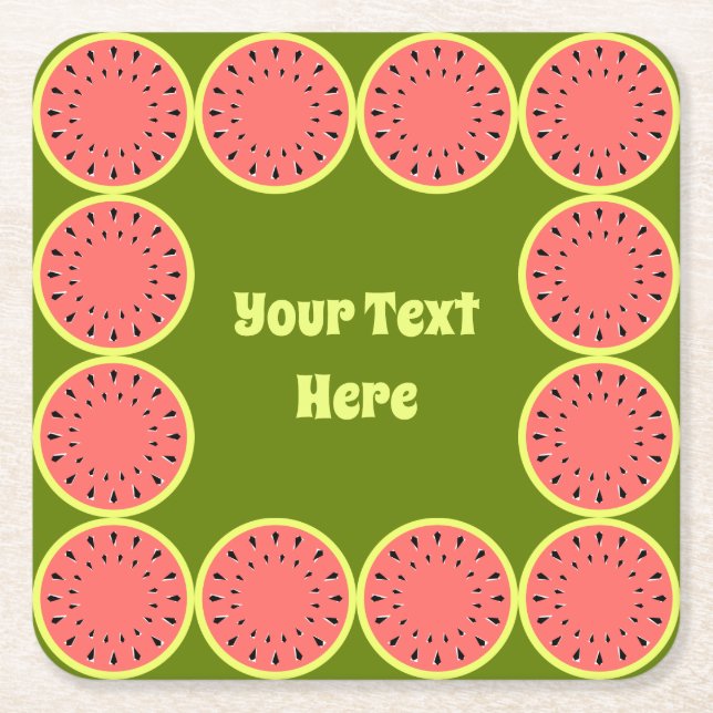 Posavasos Cuadrado De Papel Watermelon Pink Multi Textos (Anverso)