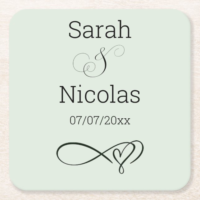 Posavasos Cuadrado De Papel Wedding coasters personalized minimalist  (Anverso)