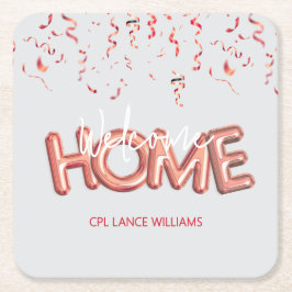 Posavasos Cuadrado De Papel Welcome Home Patriotic Military Hero Party