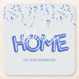 Posavasos Cuadrado De Papel Welcome Home Patriotic Military Hero Party