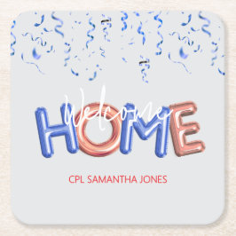 Posavasos Cuadrado De Papel Welcome Home Patriotic Military Hero Party