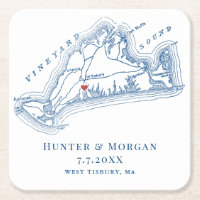 West Tisbury Map Blue Wedding Favor