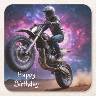 Posavasos Cuadrado De Papel Wheelie Man