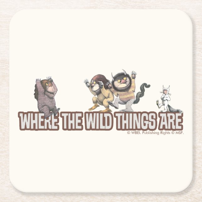 Posavasos Cuadrado De Papel Where the Wild Things Are Characters on Logo (Anverso)